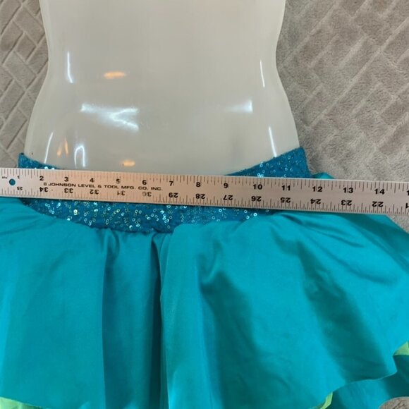 Revolution Dancewear Womens S Skirt Blue Tiered Poof Ruffle Tutu Sequin Costume - Picture 4 of 10